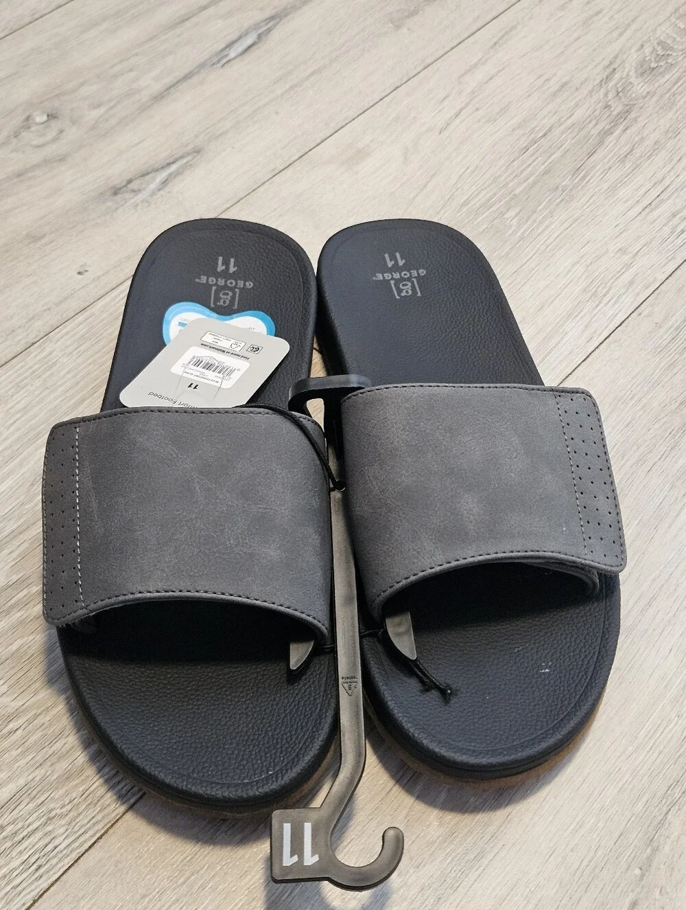 Brand new with tags (NWT) George Men's Comfort Slide Sandals in Gray and Black.